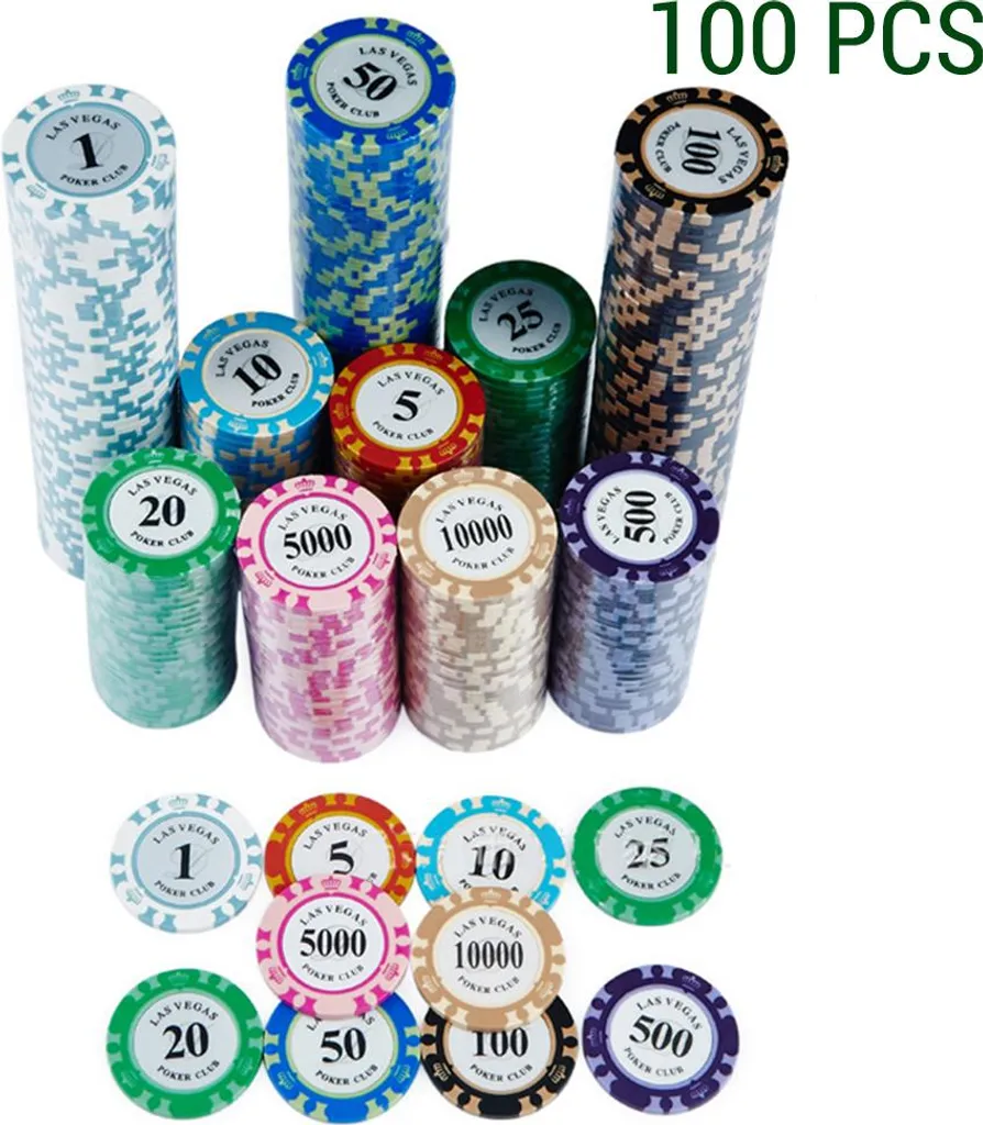 100 Jetons de Poker Numérotés avec Chiffres pour Jeux de Table Casino