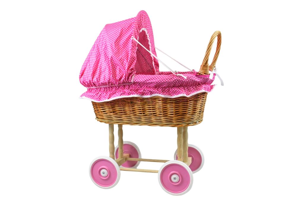 Puppenwagen aus Weide  rosa Produktbild 