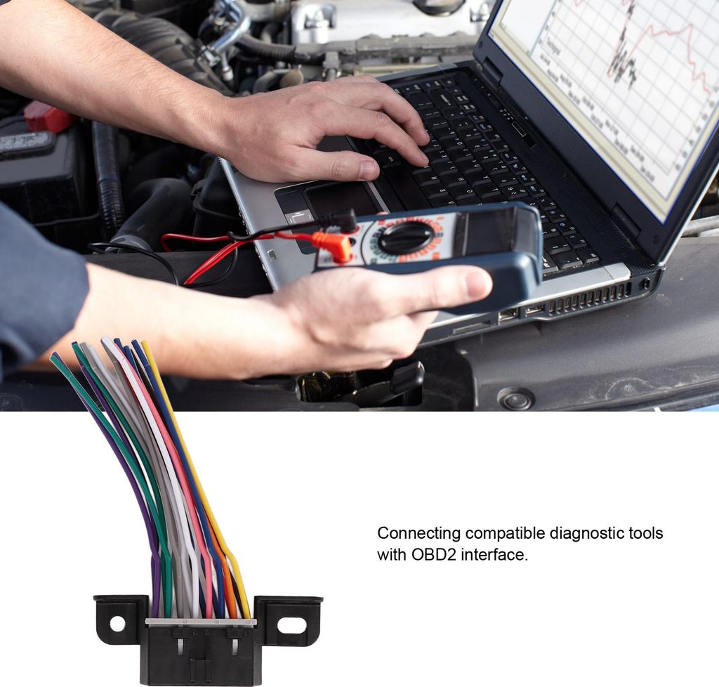 DC 12V 16 Perno OBD2 Auto diagnostica connettore Maschio Cavo