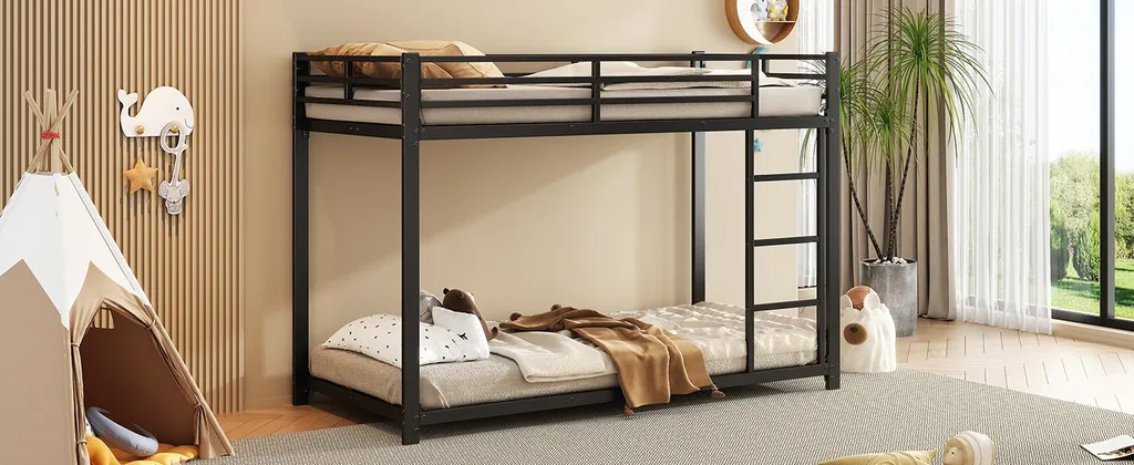 Lit Superposé en Fer Classique Noir 90x200 cm : Structure Stable et Durable - 19