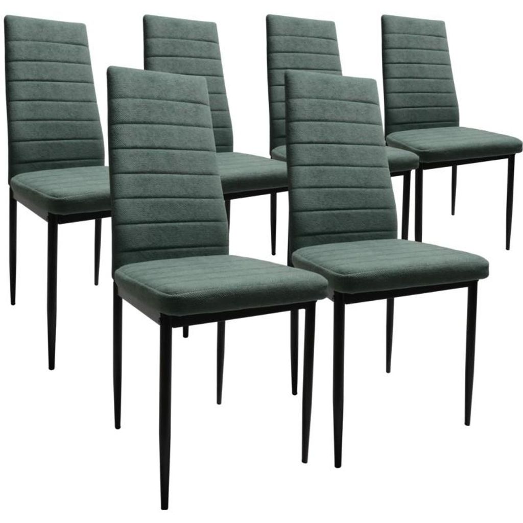6er Set Esszimmerstühle Samt Grün, Polsterstuhl mit Metallbeinen Schwarz, Wasserabweisend, Modernes Design, einfache Montage