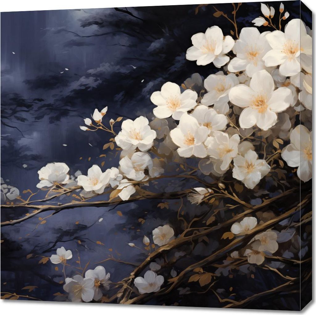 Bild 70x70cm Weiße Blumen im Garten