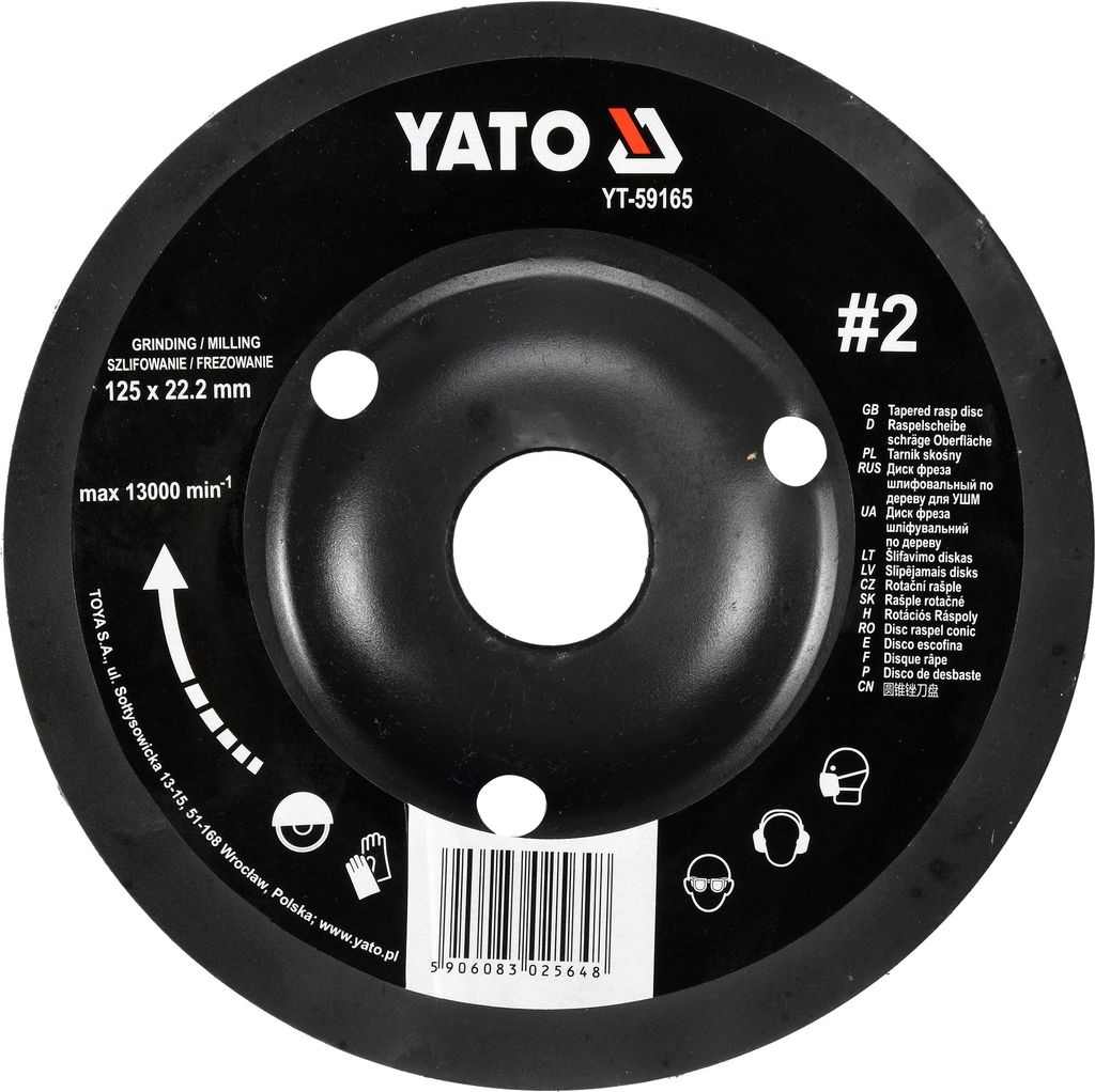 Yato , Raspelscheibe D 125 x 22,2 , Hieb 2 , für Holz, Produktbild 