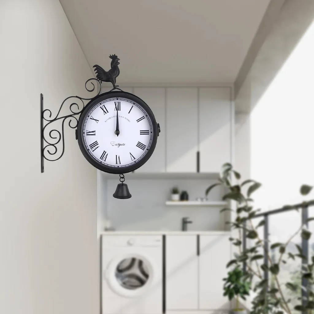 Horloge extérieure double face résistante aux intempéries style gare