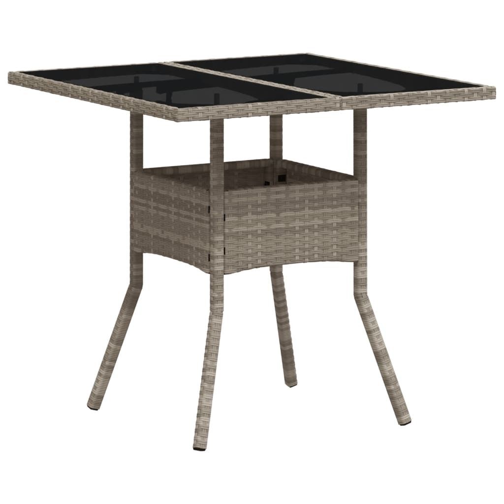 vidaXL Gartentisch mit Glasplatte Hellgrau 80x80x75 cm Poly Produktbild 