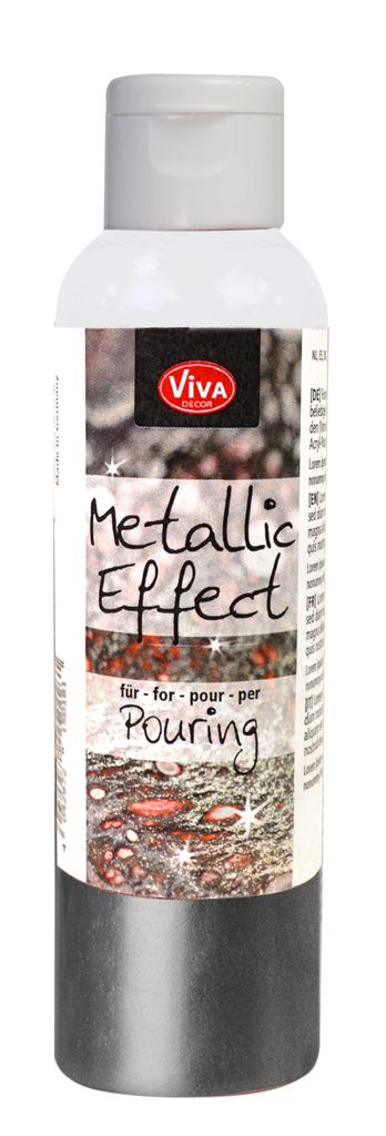 Viva Decor Metallic Effekt Pouring 120 ml Acrylfarbe für kreative Kunstprojekte Stahl