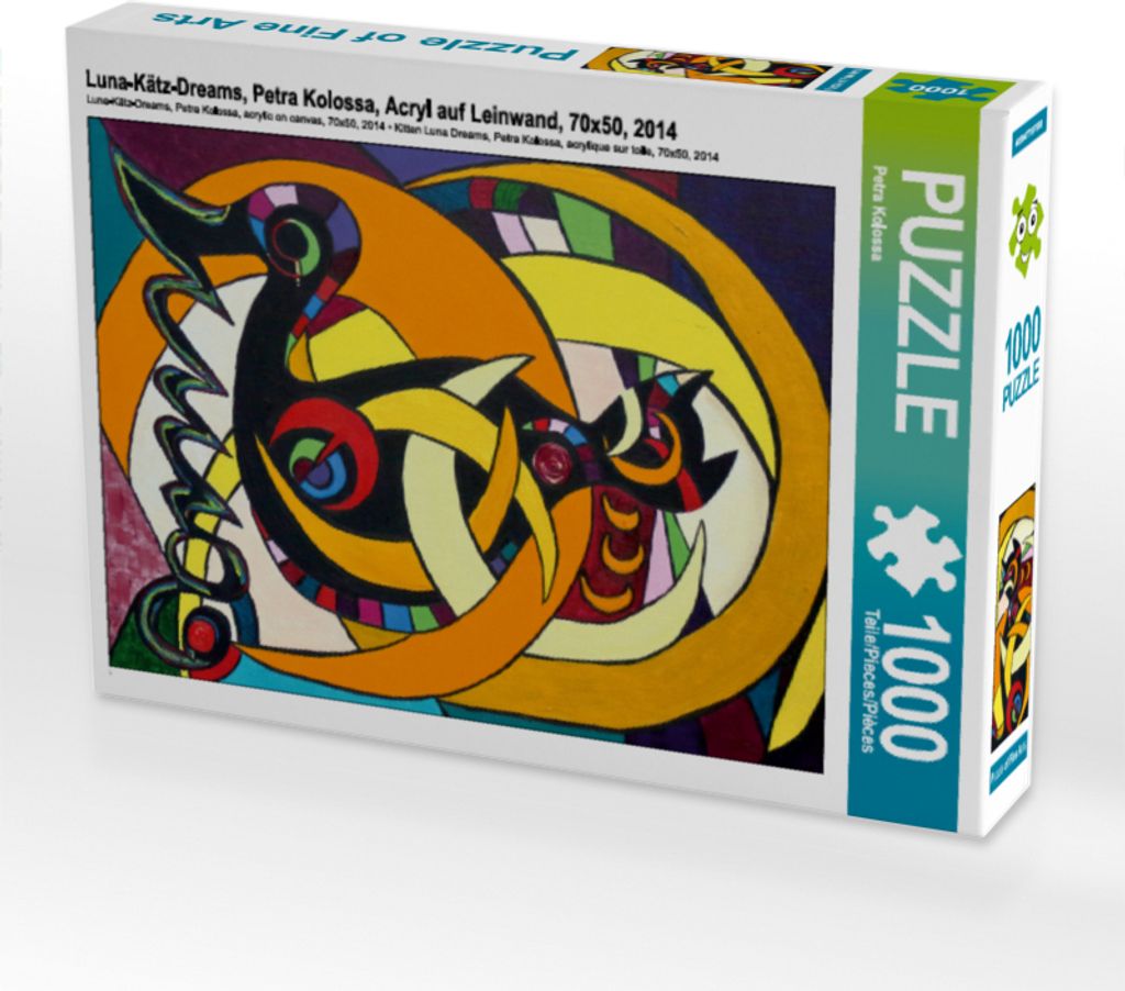 CALVENDO Puzzle Luna-Kätz-Dreams, Petra Kolossa, Acryl auf Leinwand, 70x50, 2014 | 1000 Teile Lege-Größe 64x48cm Foto-Puzzle für glückliche St...