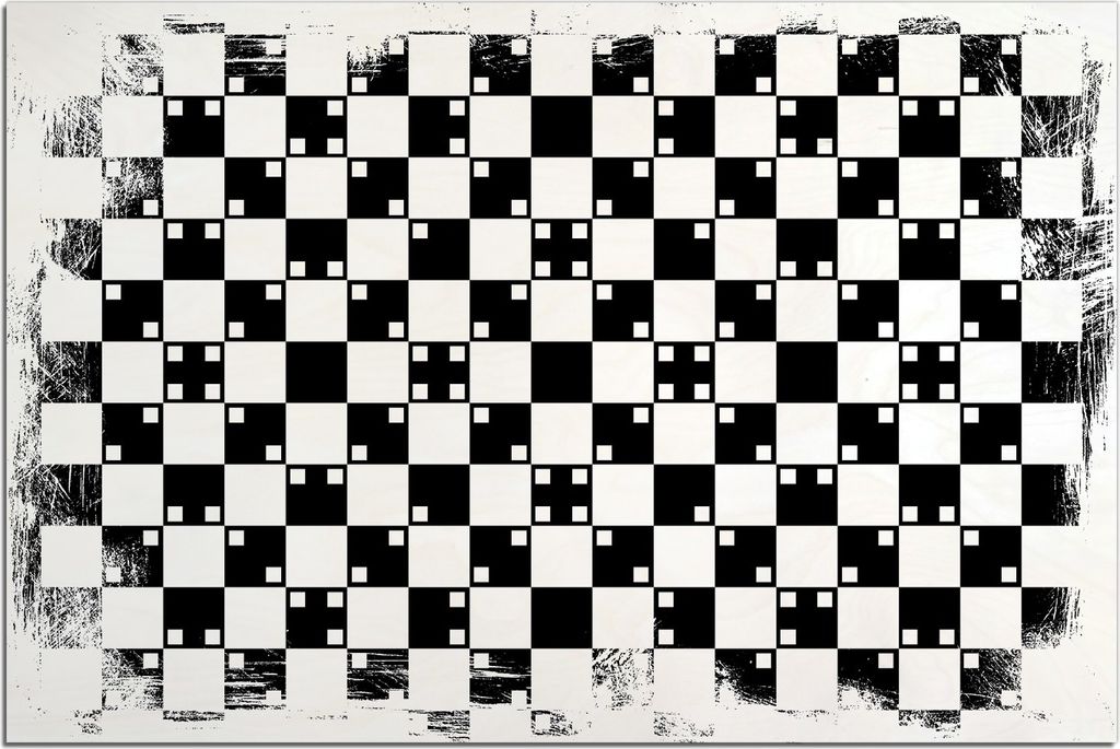 Kunstdrucke Wandbilder Holz in : Brillante Farben, Größe 60 x 90 cm Motiv Optische Täuschung - Illusion - schwarz weiß