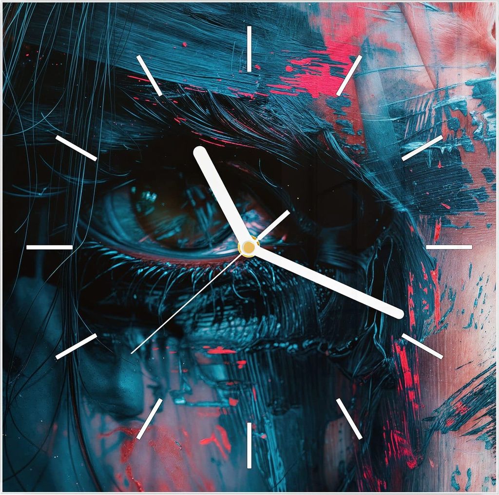 Wanduhr aus Glas mit Motiv Kunstvolle Augen- 30 x 30 cm - inkl. Aufhängesystem