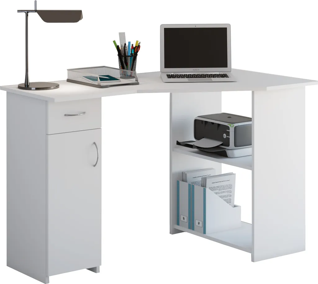 Bureau d'angle Linzia VCM meuble informatique bois gain de place 118cm