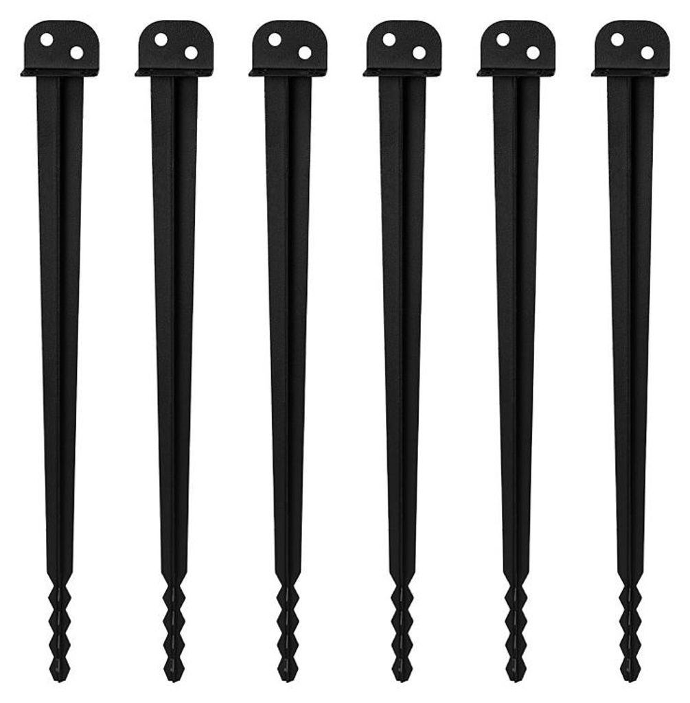 Izrielar Einschlagbodenhülse 6 St., 500 mm, 40 mm, pulverbeschichtet, Pfostenträger für Holzpfosten, Zaun, Sichtschutz und Gartenprojekte