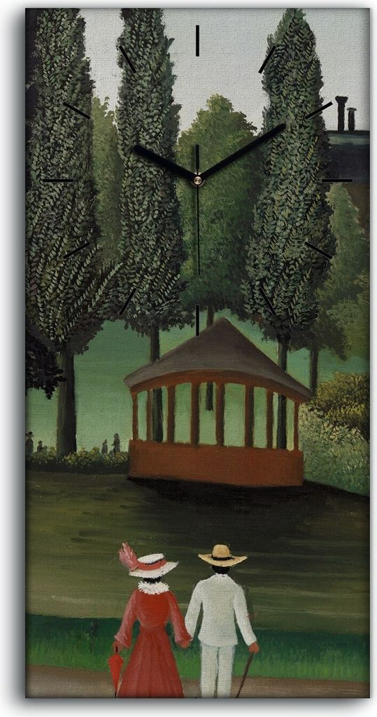 Küchenuhr Bürouhr Leinwand Uhr Geräuschlos 30x60 Gemälde Park Paare Bäume Kunst - schwarze Hände