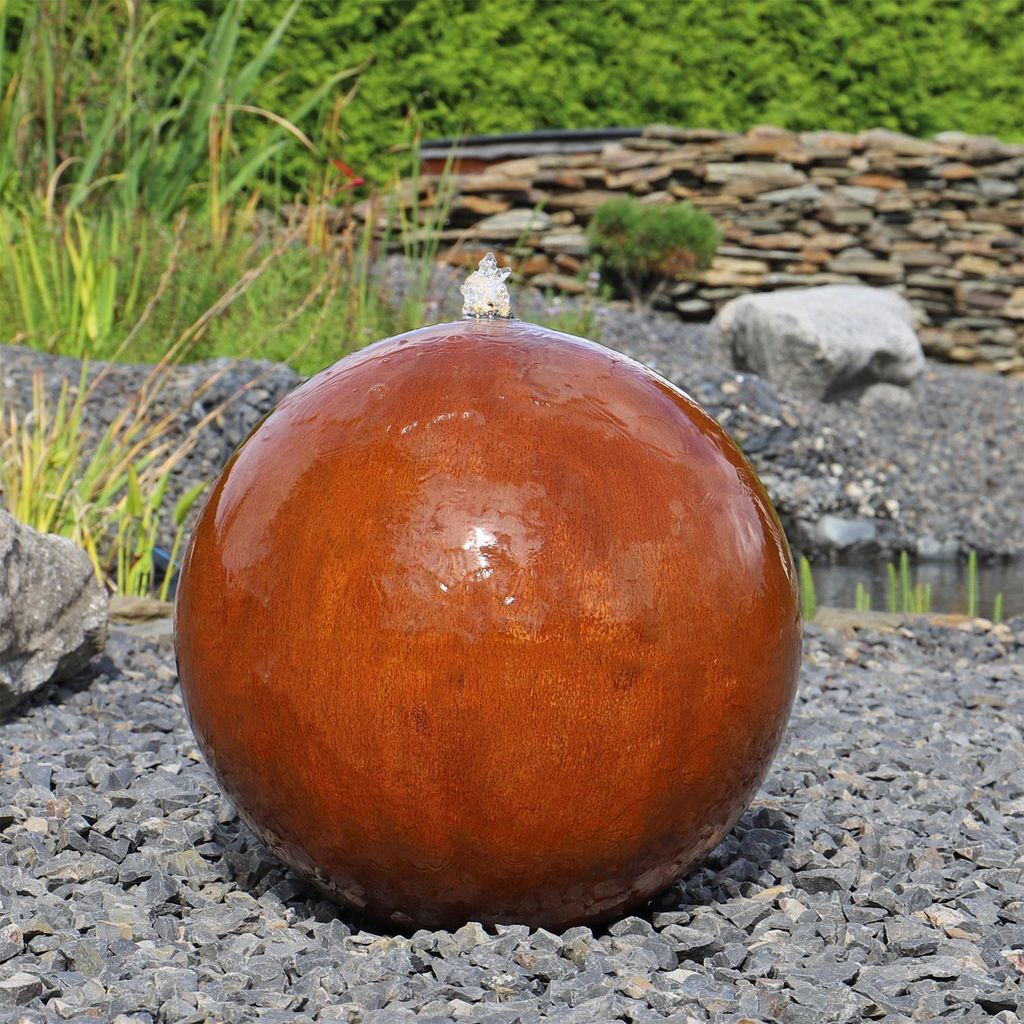 CLGarden Cortenstahl Kugelbrunnen 48cm Gartenbrunnen mit Produktbild 