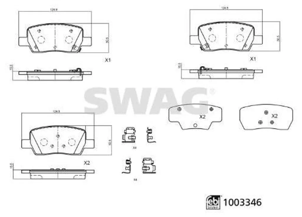 Garnitures de frein arrière SWAG pour SUV HYUNDAI Santa Fe V série MX5