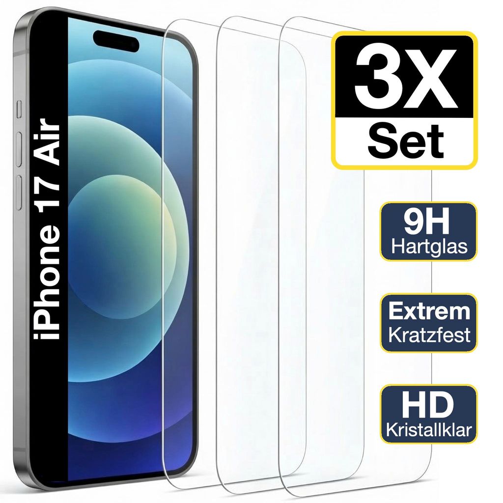 3x iPhone 17 Air Panzerglas Panzerfolie Displayschutz Produktbild 