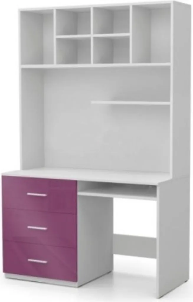 Bureau Lila laqué brillant haute résistance pour chambre enfant et ado