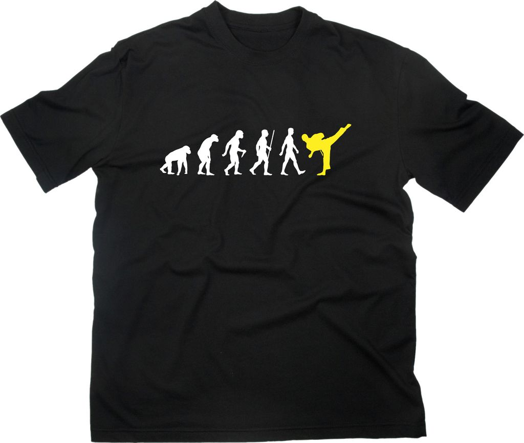 Styletex23 T-Shirt Karate Fun Evolution of Man, schwarz, XL