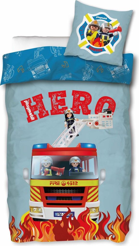 PLAYMOBIL City Action - Feuerwehr - Wende-Bettwäsche-Set, 135x200 cm