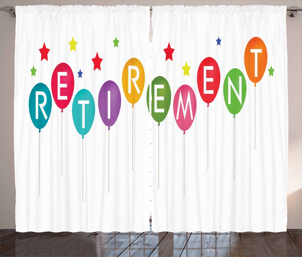 ABAKUHAUS Pensionierung Rustikaler Vorhang, Ballons und Sterne, Wohnzimmer Universalband Gardinen mit Schlaufen und Haken, 280 x 225 cm, Mehrfarbig