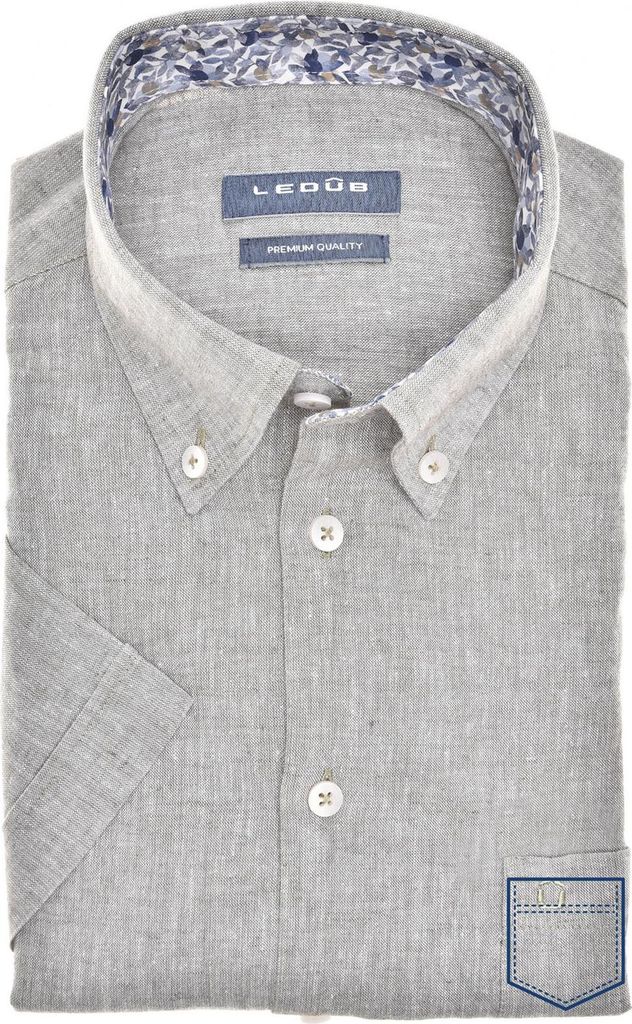 Kurzärmeliges Hemd Ledub Modern Fit New, grün, Baumwolle