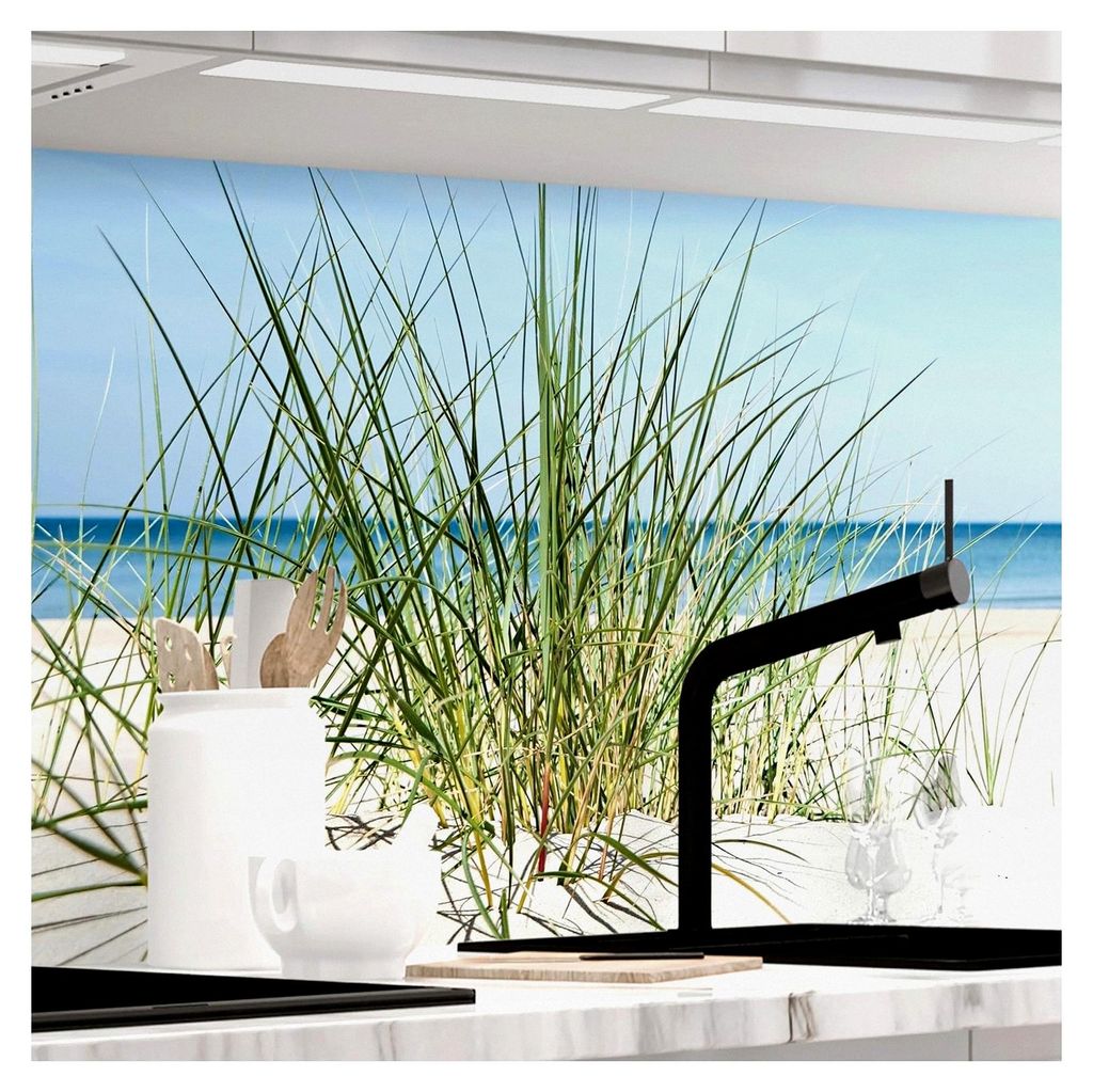 Selbstklebende Küchenrückwand - DÜNENBLICK - 0,5mm verstärkte PET-Folie, zuschneidbar, Spritzschutz 60 x 220cm