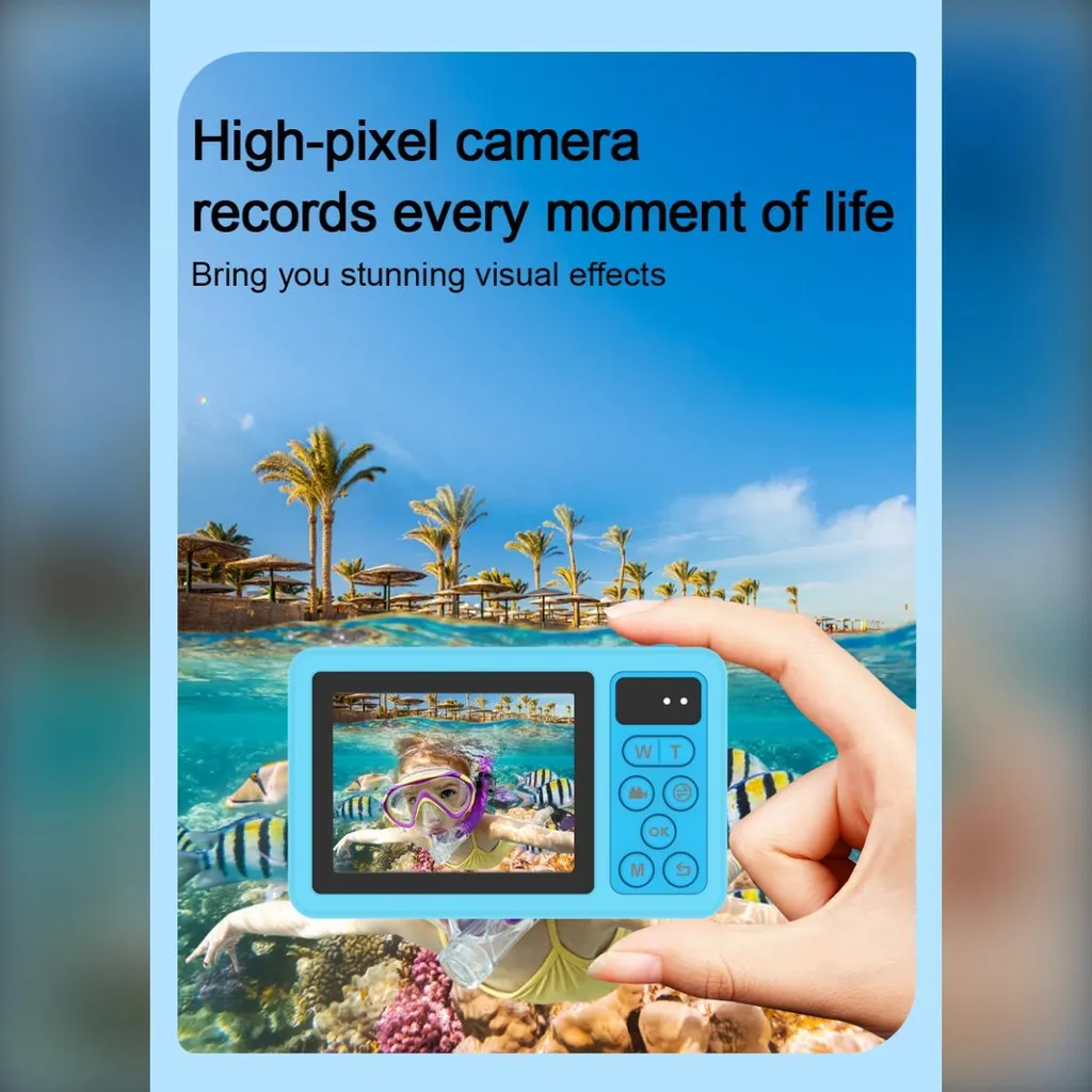 Caméra de plage étanche avec double écran LCD et format compact bleu INF - 12