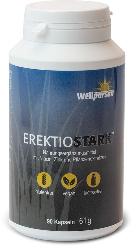 Wellpursan Erektio Stark - 90 Kapseln, für aktive Männer, mit L-Arginin, Pflanzenstoffen, Maca, Zink, pflanzlich hochdosiert