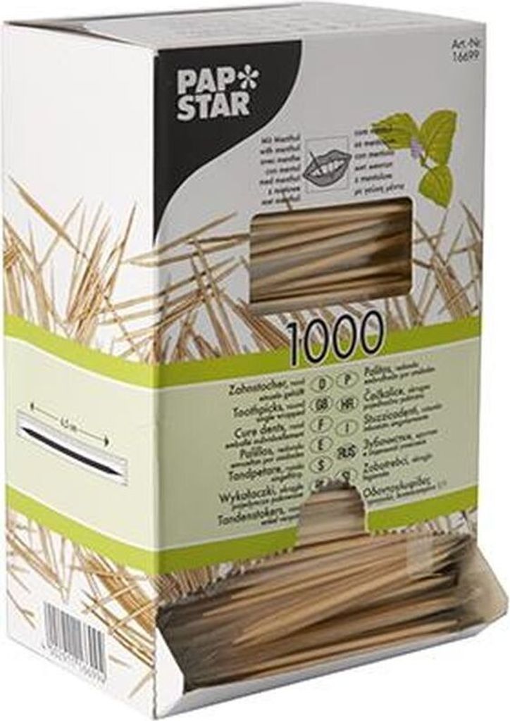 Zahnstocher, Holz gehüllt rund 6,5 cm mit Menthol Produktbild 