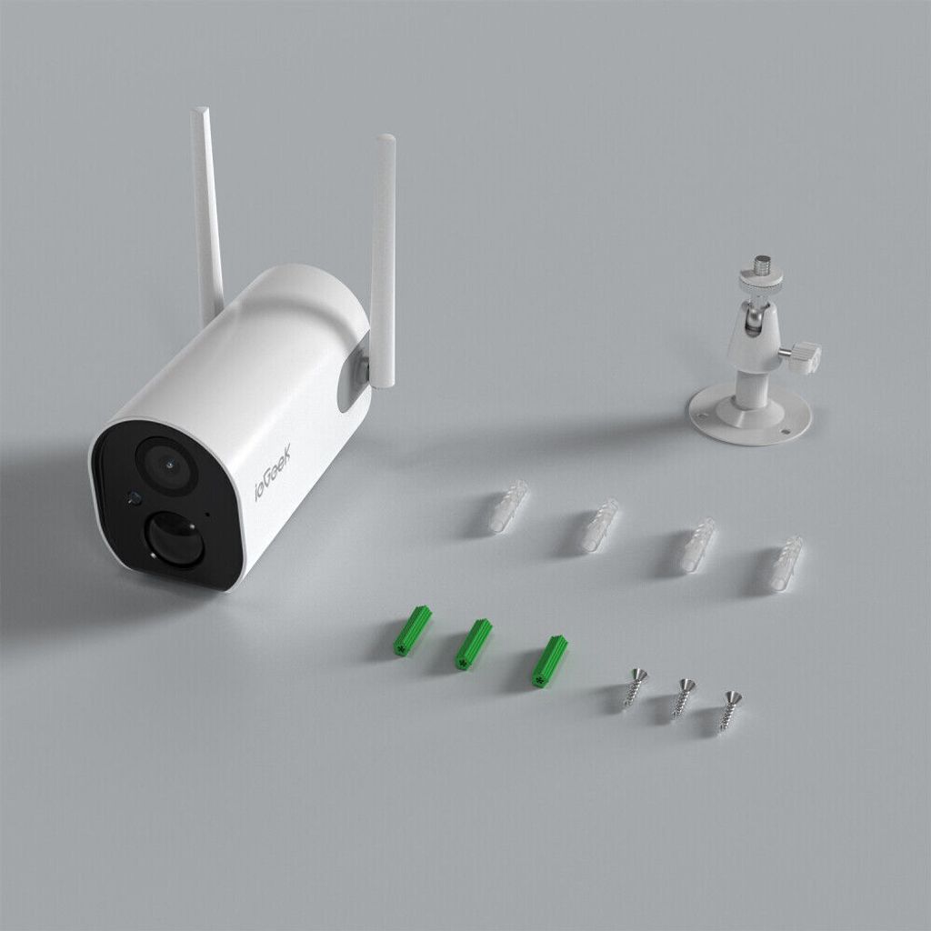 Überwachungskamera Outdoor, WLAN-Außenkamera mit Farbnachtsicht, PIR-Bewegungsmelder, 2-Wege-Audio, IP65, 64GB