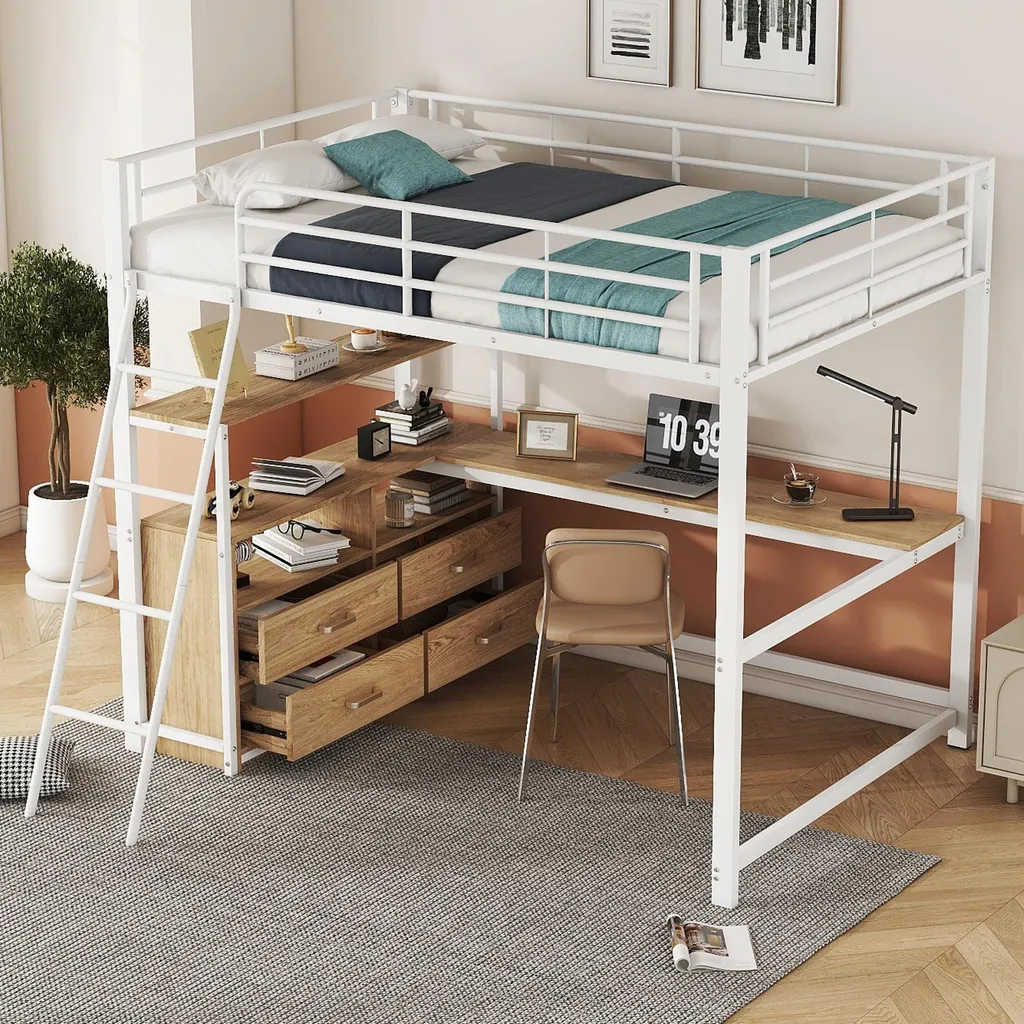 Lit mezzanine 140x200cm idéal pour optimiser une chambre d'étudiant