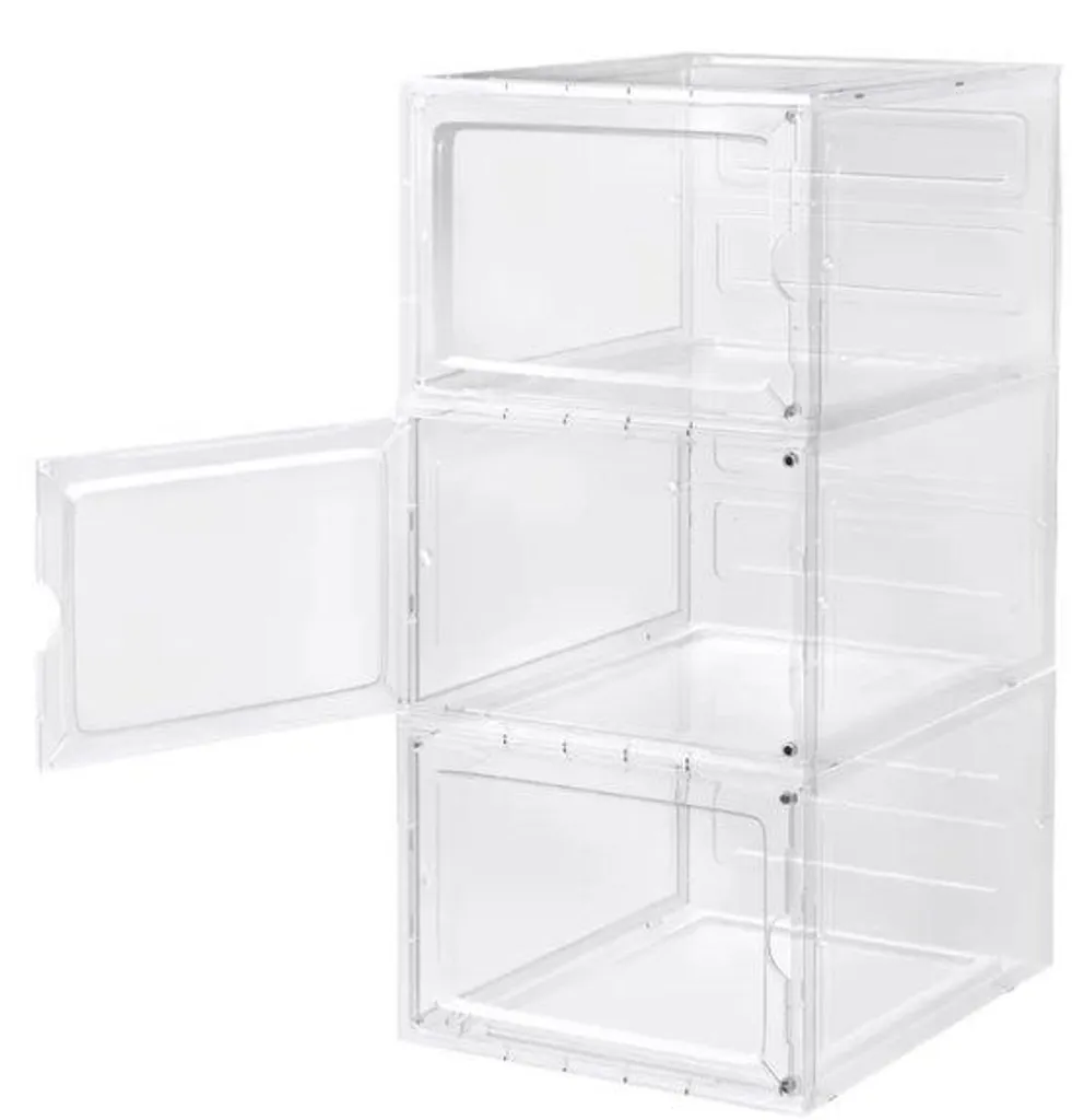 Boîte de rangement chaussures empilable lot de 3 vitrine pour baskets