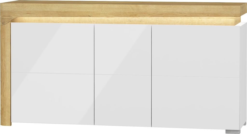 Furniture24 Kommode 159 cm THEO THK-1 Sideboard 3 Türiger Wohnzimmerschrank ohne beleuchtung