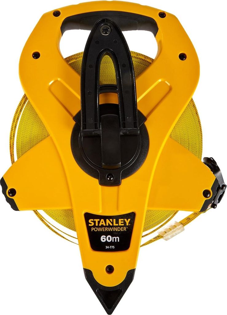 Stanley Rahmenbandmaß Power Winder Glasfaser - 60 Meter Länge - ergonomisch - Genauigkeitsklasse III - 2-34-775 Bauarbeiter Rollmaß