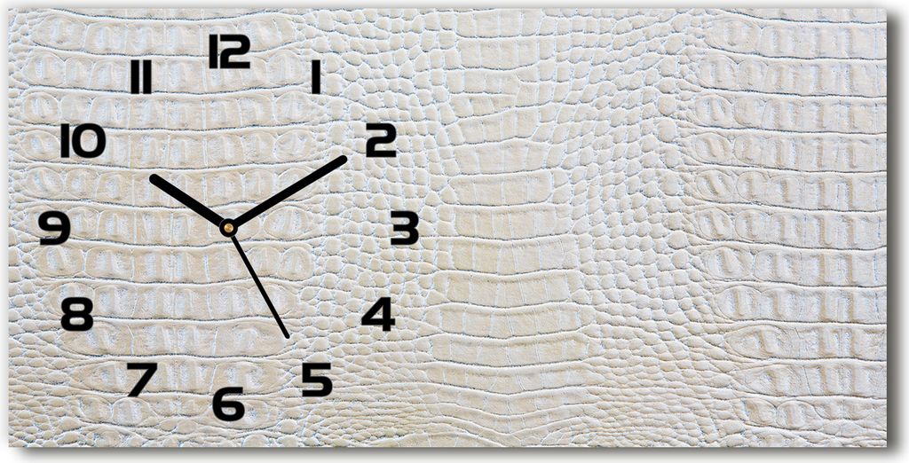 Wanduhr aus Glas – 60x30 cm - Glasbild - Glasuhr - Gehärtetes Glas - schwarze-zeiger - Krokodilhaut
