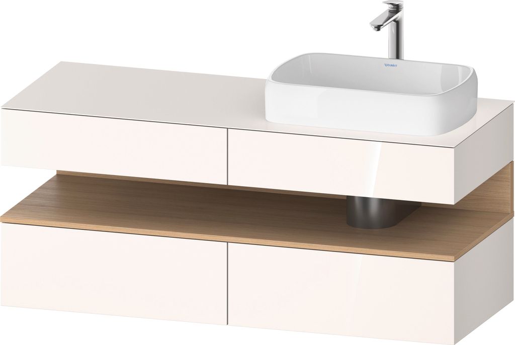 Duravit Qatego Konsolenwaschtischunterbau, 2 Auszüge, 2 Schubkästen, Ausschnitt rechts, 1400x550x600mm, Nische Eiche Natur, QA4766030220010