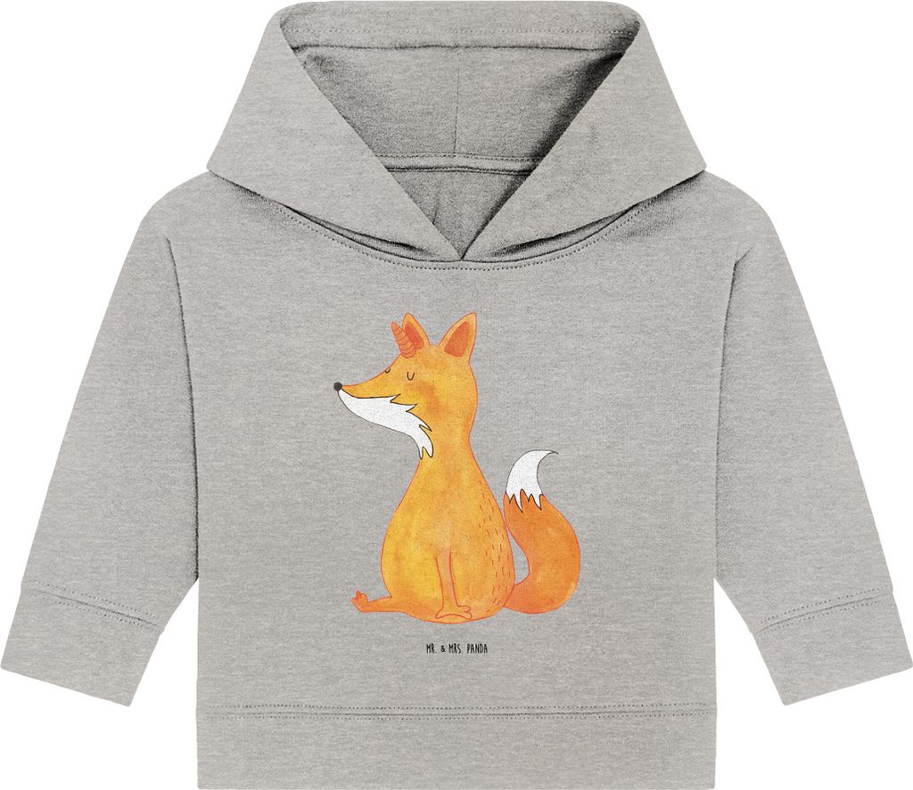 Mr. & Mrs. Panda Organic Baby Hoodie Einhorn Wunsch 24. - 36. Monat - Heather Grey - Geschenk, Unicorn, Unicorns, Fuchs, Kapuzensweatshirt, Fuchsh...