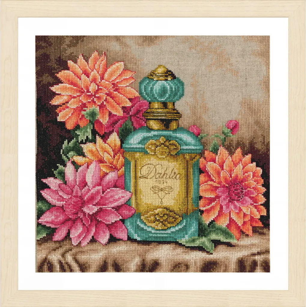 Lanarte Kit broderie point de croix Home and Garden Dahlia 29x29cm