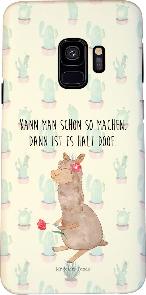 Mr. & Mrs. Panda Samsung Galaxy S9 Handyhülle Alpaka Blume - Kaktus Grün - Geschenk, Lama, Smartphone Hülle, Spruch, Cover, Handy Case, Schutzh...