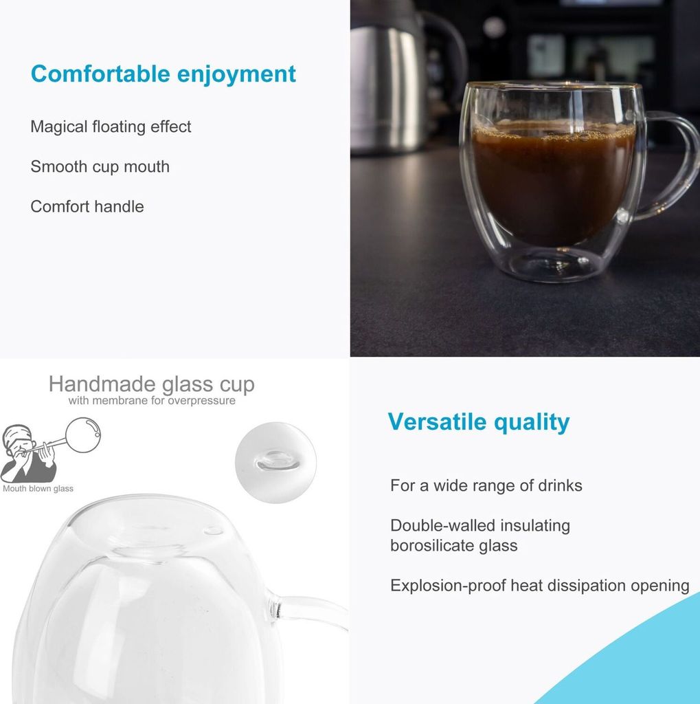 Intirilife 4x Doppelwandiges Thermo Glas Set in 200 - 250ml Produktbild 5
