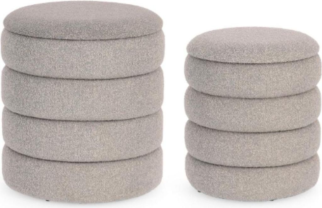 2er Set Hocker Katerina verschiedene Größen MDF Polyester Grau