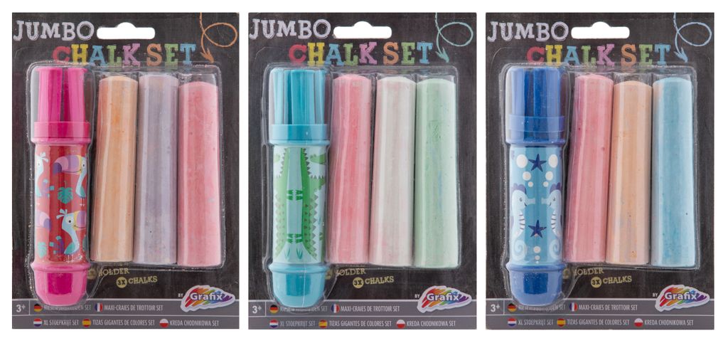 Craie de trottoir jumbo + support 3 pcs Image du produit 