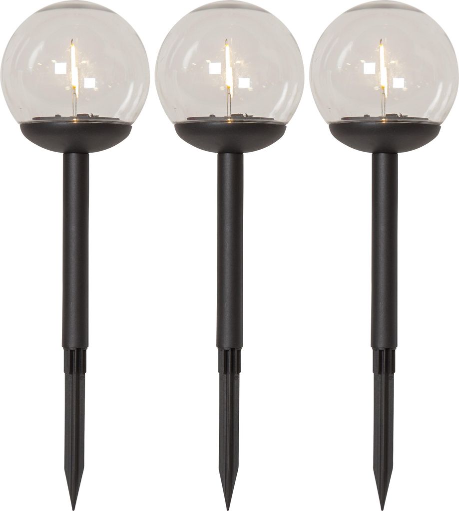 Luce solare a LED "Globe", set di 3, bianco/nero Immagine del prodotto 
