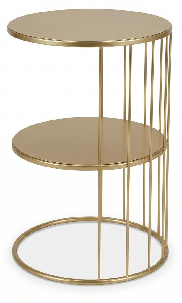 Okrągły stolik kawowy z metalu, z półką RODA, 52 cm Zdjęcie produktu 