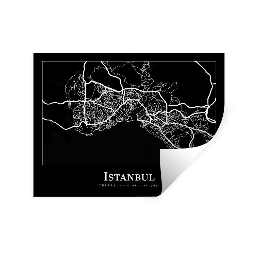 MuchoWow Wandtattoo Wandsticker Wandaufkleber Stadtplan - Istanbul - Karte 160x120 cm Selbstklebend und Repositionierbar - Selbstklebend - Fotota...
