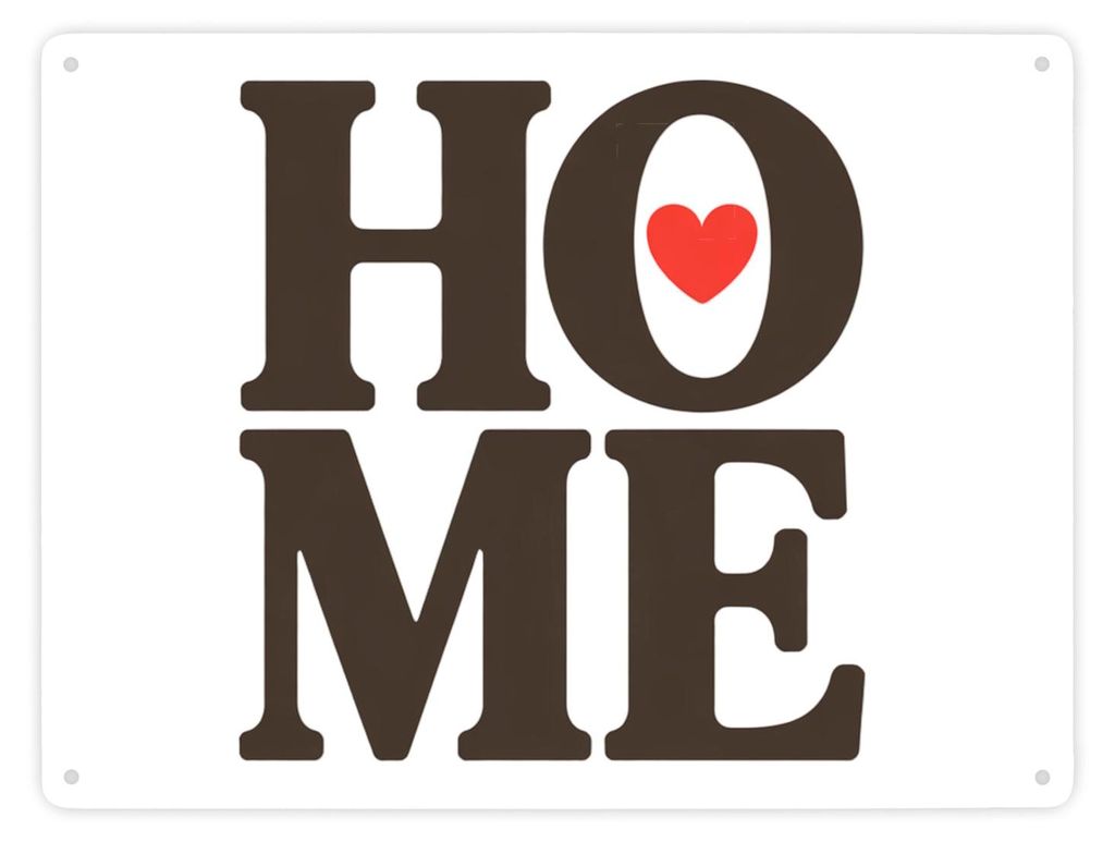 HOME Herz Metallschild XXL in 28x38 cm für Wohnräume