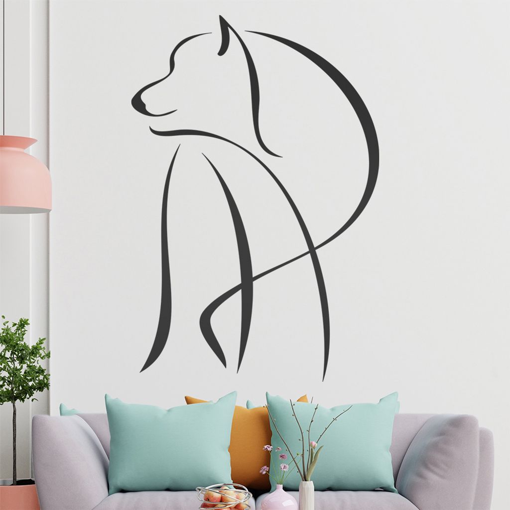 Wolf Linien - Wölfe Wandtattoo in 6 Größen - Wandaufkleber Wall Sticker - Dekoration, Küche, Wohnzimmer, Schlafzimmer, Badezimmer