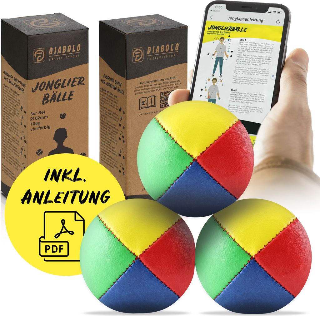 Gollnest & Kiesel Jonglierbälle 60mm - 3er Set Bunt Für Anfänger