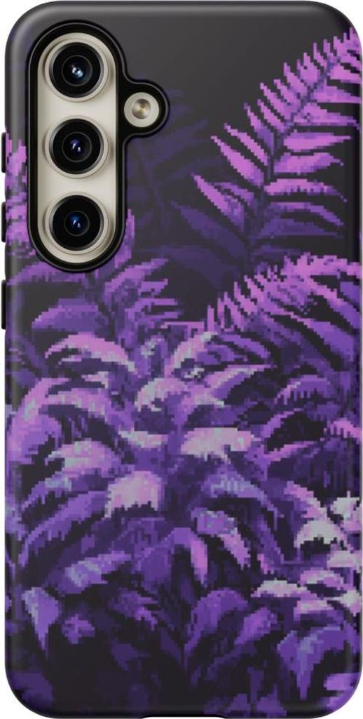 Pixel-Art Farn in Violett – Hülle Kompatibel mit Galaxy S24