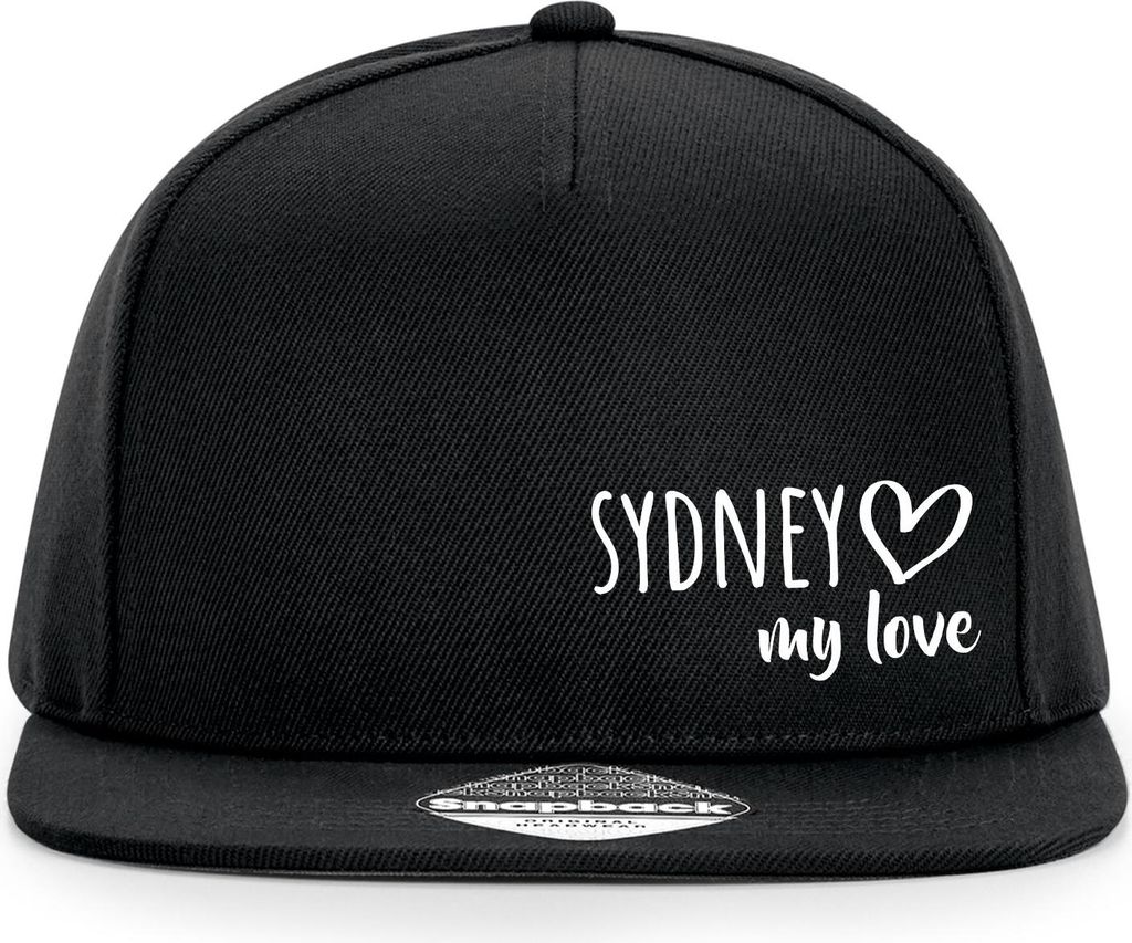 Huuraa Cappy Mütze Sydney my love Black Polyester Snapback Kappe Geschenkidee