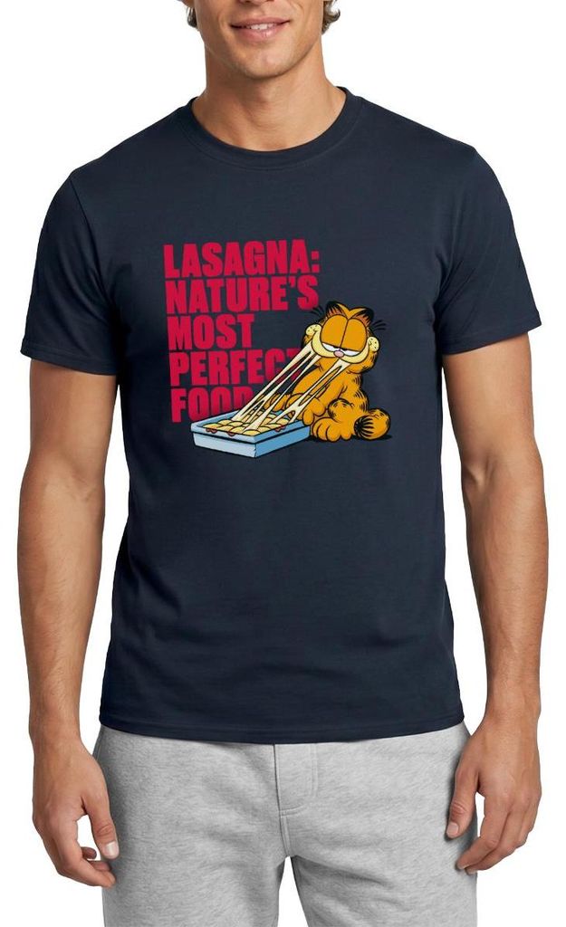 Spreadshirt Garfield Lasagne Das Perfekte Essen Männer T-Shirt, M, Navy